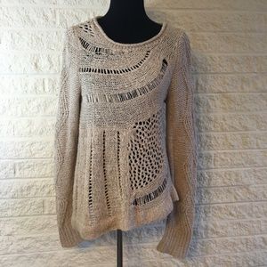 Anthropologie Moth open knit tan sweater sz S